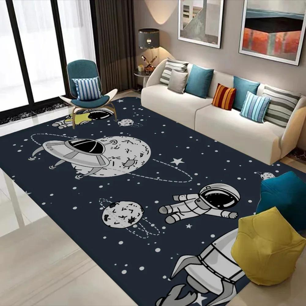 Cartoon Space Astronaut Carpet Galaxy Universe Rug Planet Rocket Kids Bedroom Decor Floor Mat Home Bathroom-Toilet Mats Doormat