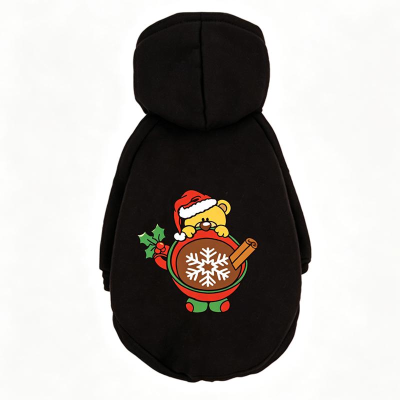 Christmas Cartoon Print Dog Hoodie Soft Warm Pet Sweatshirt X‑mas Holiday Festive Outfit Costume For Puppy French Bulldog