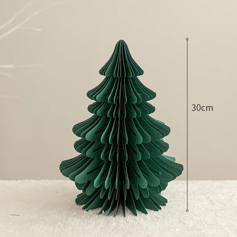 Foldable Paper Holiday Tree Ornament 3D Honeycomb Christmas Tabletop Centerpiece for Home Party Seasonal Decor