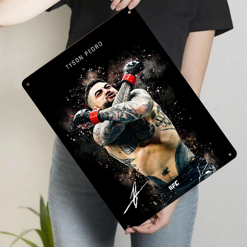 

Tyson Pedro UFC Fighter Metal Wall Art Tattooed MMA Champion Decor for Home Gym Man Cave 20x30cm（7.8x11.8inch）