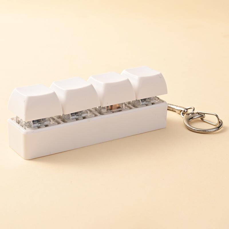 4 Keys Button Keycap Stress Relief Adult Fidget Toy Keychain 4 Keys Keyboard Fidget Gadgets Toys Diy Keyboard Keychain Toys