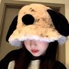Japanese designer co-branded cute puppy ear fisherman hat for women, plush and warm for autumn and winter, with ear protection