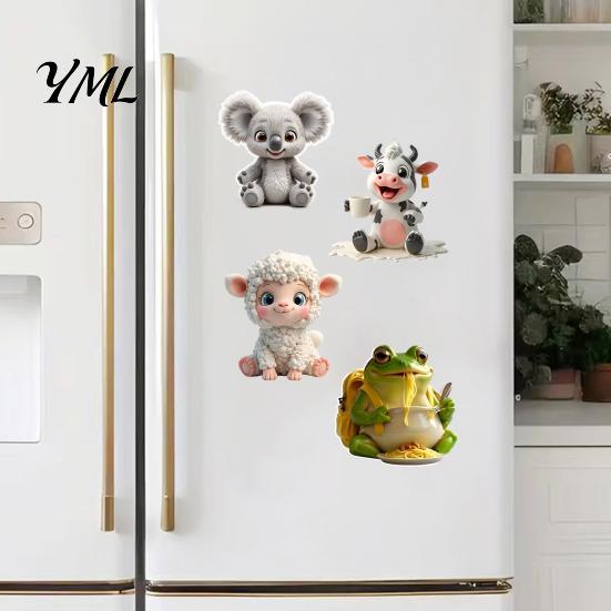 Animal Fridge Decor Acrylic Refrigerator Magnet, Cow Sheep Koala Frog Seal Kitchen Decorative Magnets Magnetic Decoration for Lockers Whiteboards