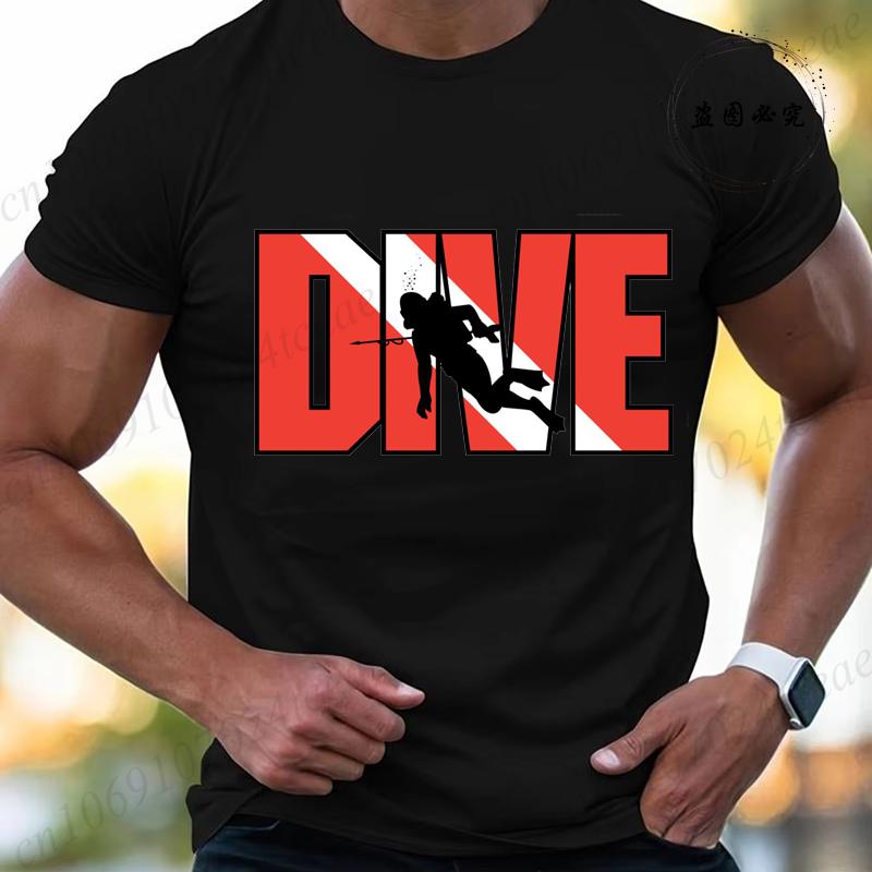 New Fashion T Shirt for Men Casual Short Sleeve Hip Hop Streetwear SCUBA Dive Print Tee Shirt Pullover Mens Women T-shirt Tops