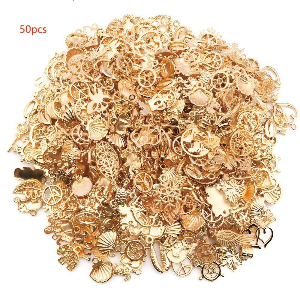 Alloy KC Gold DIY Jewelry Accessories: Earrings, Bracelets, Necklaces, Pendants, Charms - 110 Pcs/bag