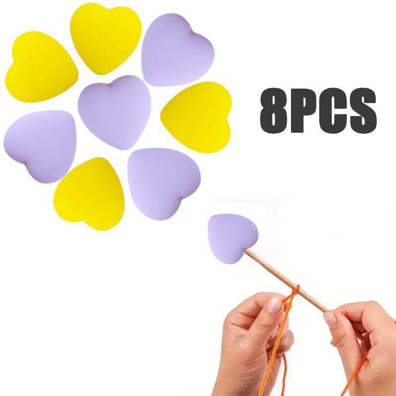 8/10/12PCS Multicolor Heart Stitch Needle Tips Stoppers Silicone Knitting Needle End Caps Cute Knitting Needle Point Protectors