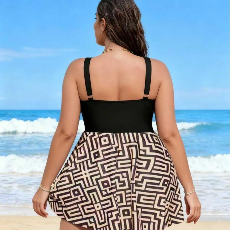 2026 European and American New Fashion Large Size Suspender Tankini Explosion Hot Spring Vacation Thin Belly Cover Swimsuit