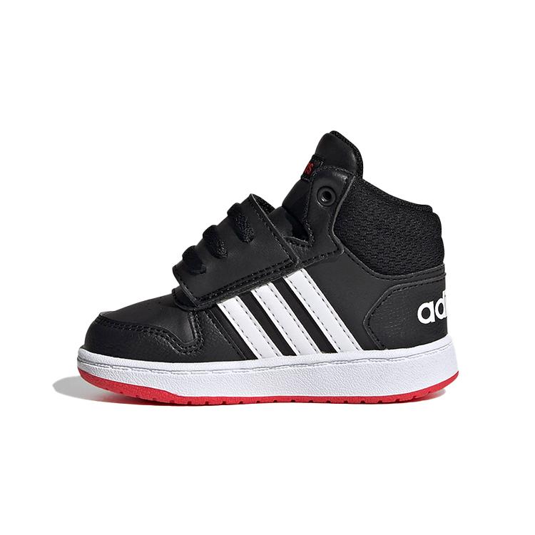 Adidas Neo Hoops 2.0 Mid Leather Breathable Mid top Vintage Basketball Shoes Black White Red Infant And Toddler FY9291 23