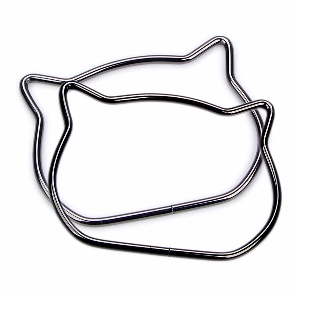 Asas metálicas semicirculares para bolsos tejidos - Diseño de cabeza de oso y gato