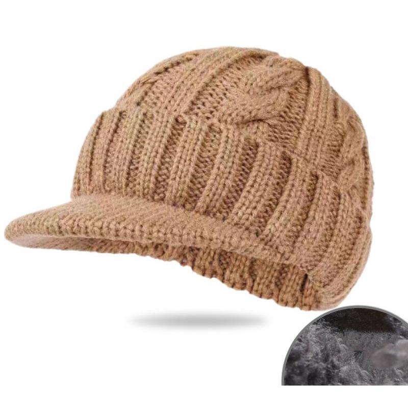 Middle And The Elderly Ear Protector Cold Hat Winter Fleece Thickened Men'S Warm With Brim Knitted Wool Hat Foreign Trade