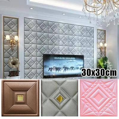 Wandhintergrund 3D Selbstklebende Tapete 30x30cm Wandaufkleber für Schlafzimmerdekoration Weicher Schaumstoff Wasserdicht Schimmelresistent