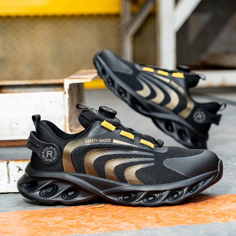 Rotating Button New Safety Shoes Men Anti-smash Anti-puncture Work Shoes Fashion Men Sport Shoes Security Protective Boots Men