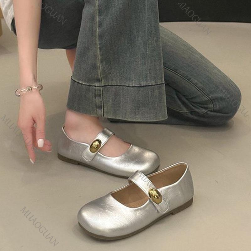 Fashion New Spring Aututmn Flat Mary Jane Women's Shoes Round Head Shallow Mouth Casual Shoes for Women Slip on Solid Soft Bottom Flats