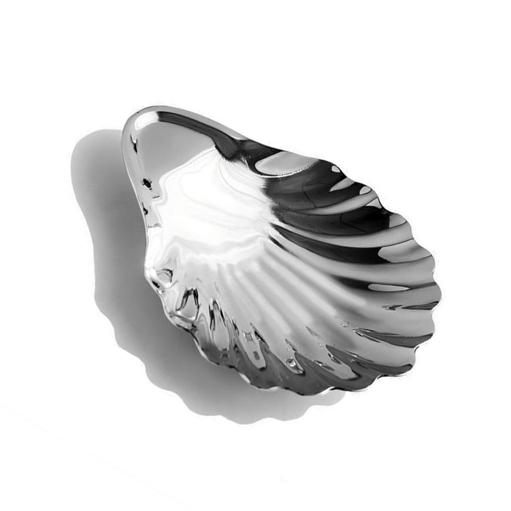 Nerezová ocelová skořápka ve tvaru skořápky, talíř na šperky pro elegantní servírování a skladování kuchyňského jídelního nádobí