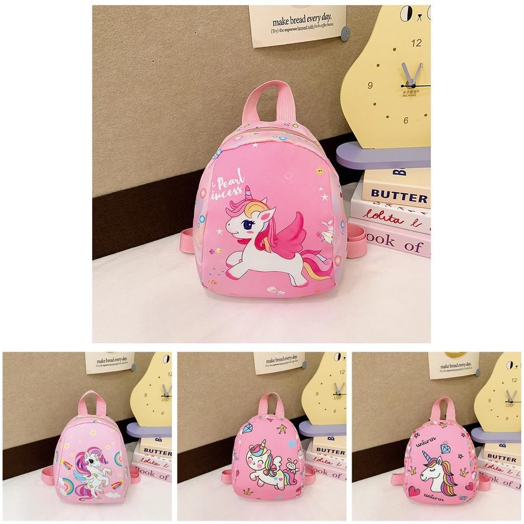 Adorable Cartoon Unicorn Backpack For Kids Stylish Pink Nylon School Bag
