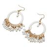 Women Beaded Tassel Earrings Stylish Alloy Long Hoop Beaded Dangle Earrings for Daily Wear Long Beaded Tassel Earrings