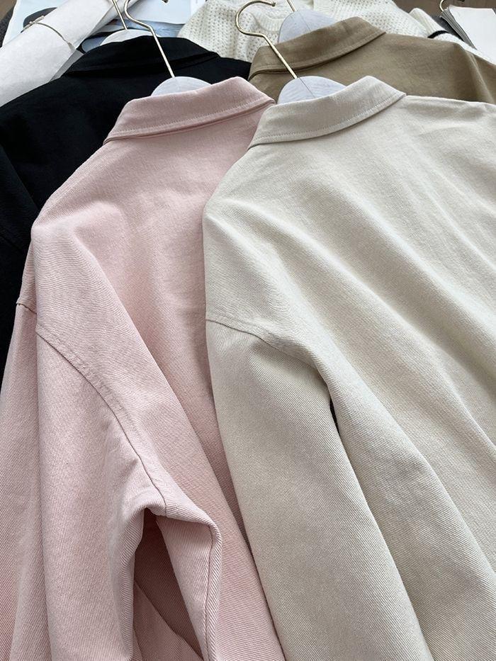 Women's Loose-Fit Retro Workwear Jacket with Large Pockets - Plus Size, Slimming, Solid Color, Spring/Autumn