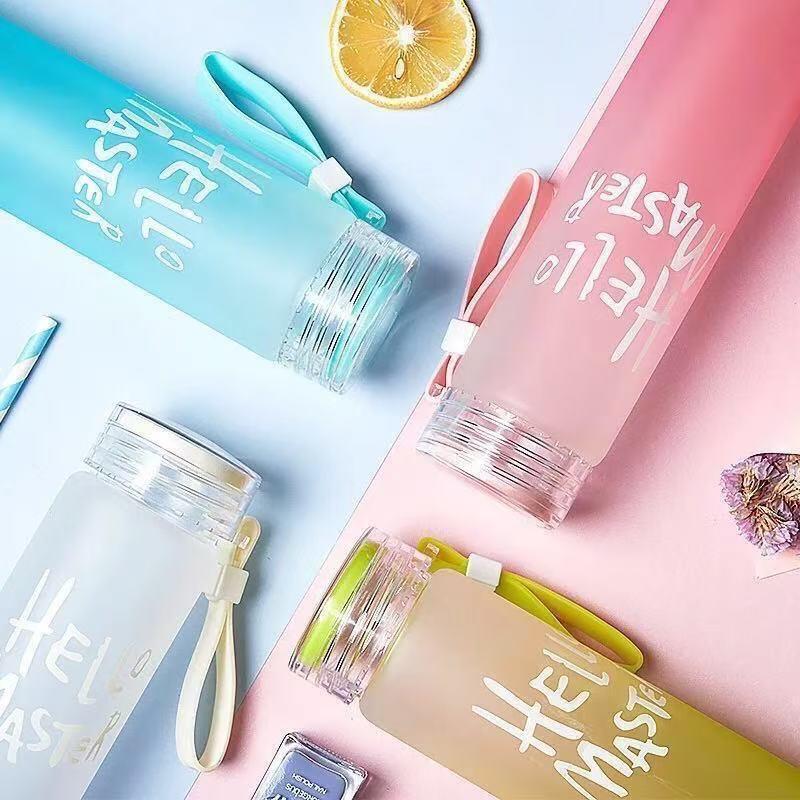 Gradient Frosted Glass Water Cup - Seven-Color Sports & Student Gift Cup, Sodium Calcium Glass, with Customizable Logo.