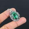 Halloween Deal Oval Natural Malachite Artisan Wife Boho Pendant Sterling Silver