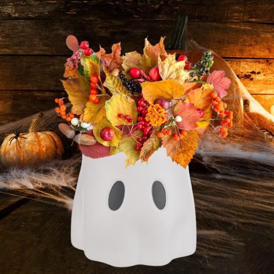 Ghost Bucket Resin Ghost Planter Pot Candy Bowl Halloween Flower Vase Fern Display Stand for Indoor Outdoor Home Garden Decor