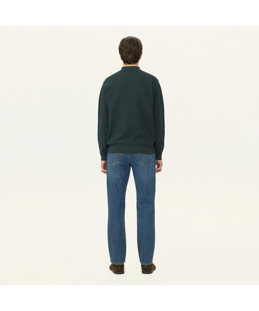 Henlikoteun Long Sleeve Textured Polo Knit Ahwas26611Grx