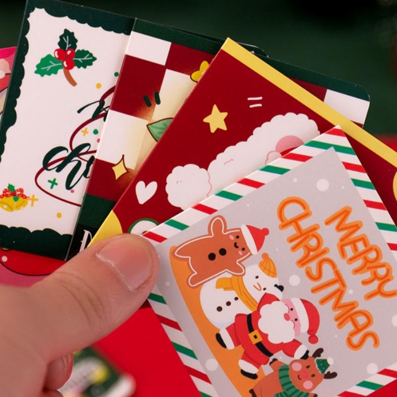 5pcsChristmas Mixed Greeting Cards Holiday Party Santa Claus Christmas Tree Thank You Cards Bakery Flower Shop Blessing Small Ca