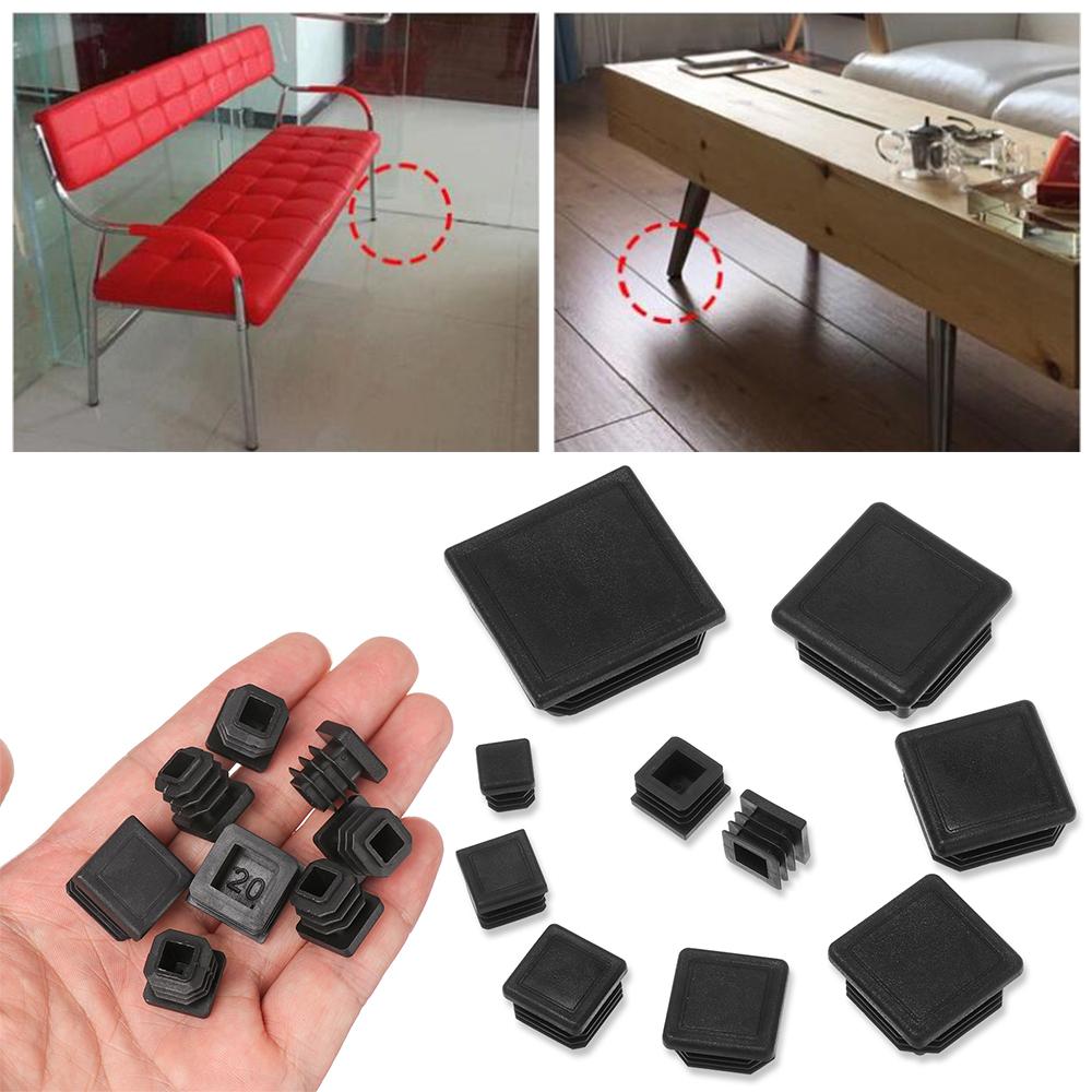 10pcs/pack Plastic Black Blanking End Caps Protector Square/Round Table Chair Foot Pad Furniture Feet Non-Slip Covers