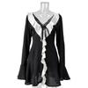 European and American Sexy Slim Fit Bell Sleeve Dress Lotus Leaf Edge Flared Sleeve Dress