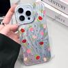 List Red Tulip Mobile Phone Case Suitable for Apple 16 Girly 17 Pro Large Hole Feather Yarn Anti-drop Cover