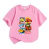Kids Boys Girls 100% Cotton Crew Neck Short Sleeve T-shirt, Cute Cartoon Racing Car Print Casual Summer Tee Tops, Comfortable Lightweight Breathable D