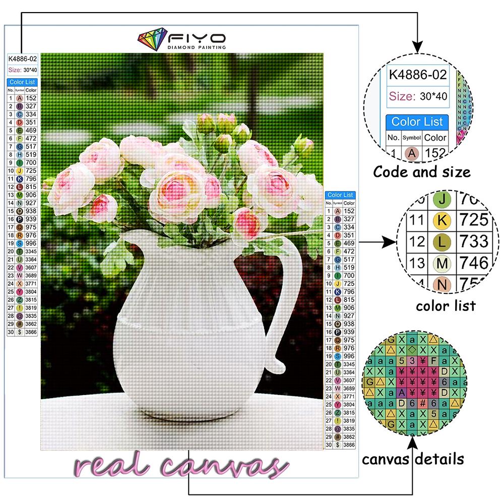 Pintura completa de diamante 5D DIY em vasos de flores 5D pintura de diamante