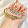 Women's 18K Gold-Plated Copper Snake-Shaped Open Cuff Bracelet with Diamonds