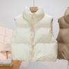 Down Cotton Vest for Women,autumn and Winter Stand Up Collar, Thick and Warm Short Sleeveless Cotton Jacket, Vest Jacket, Trendy