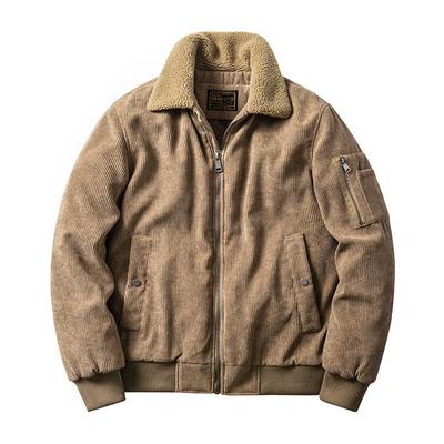 Autumn and Winter Corduroy Padded Jacket Men's Fur Collar Casual Loose Padded Jacket Large Size Padded Jacket Men's Clothing