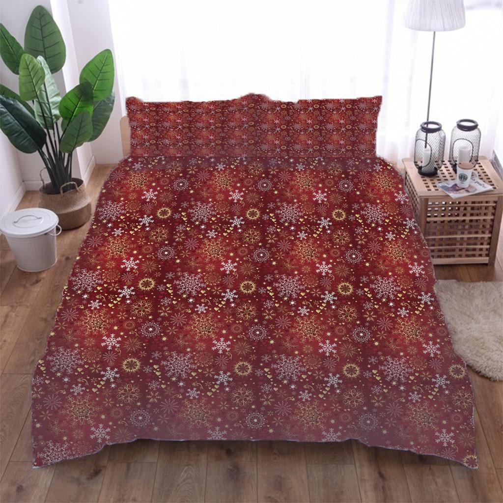 Queen Bedding Collection 3D Snowflake Print HighGrade Microfiber Comforter Bed Collection 3 Pieces Quilt Cover King Size Duvet Cover Collection