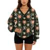 Women's V-Neck Sweatshirt Plush Solid Color Casual Fashion Long Sleeve With Pocketed Pullover Top