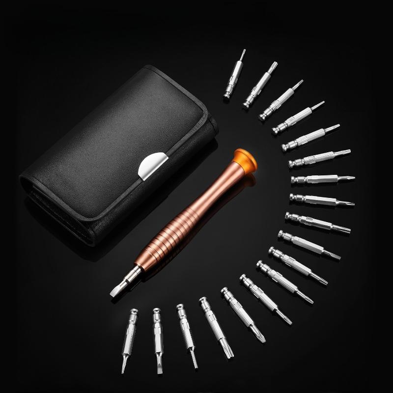 1Pc Screwdriver 25 in 1 Combination Screw Batch Leather Bag Mobile Phone Glasses Repair Disassembly Tool Set Disassembly