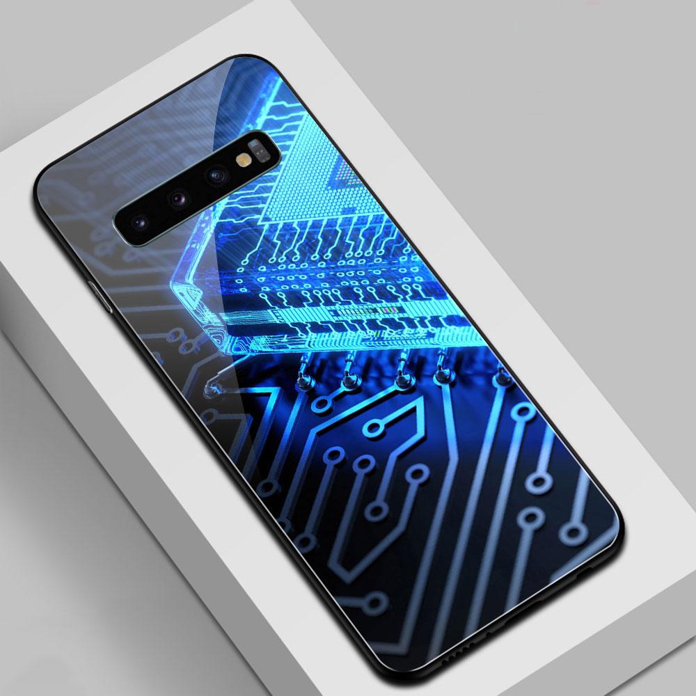For Samsung S20 Plus Phone Case Glass Back Cover Chip Case for Samsung Galaxy S8 S9 S10 S20 S21 S22 Note 8 9 10 Plus S10e Ultra