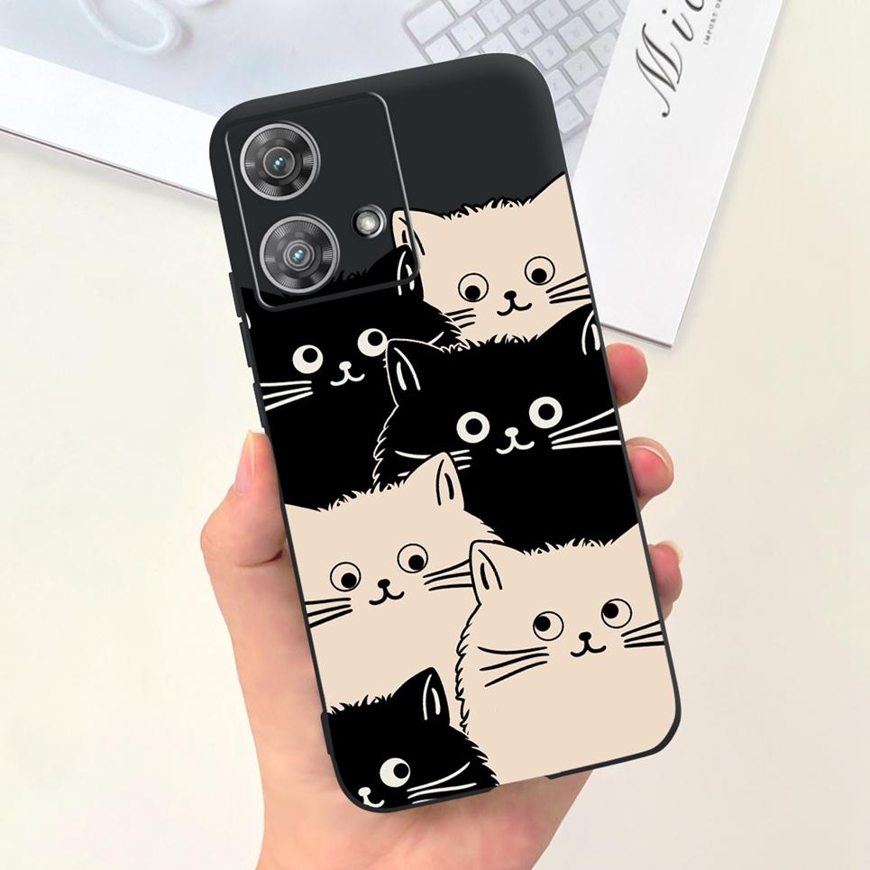 For Motorola Moto Edge 40 Neo / Edge40 / Edge 30 Lite / Edge 20 Lite 20 Pro Phone Case Soft Silicone Black Back Cover Cartoon