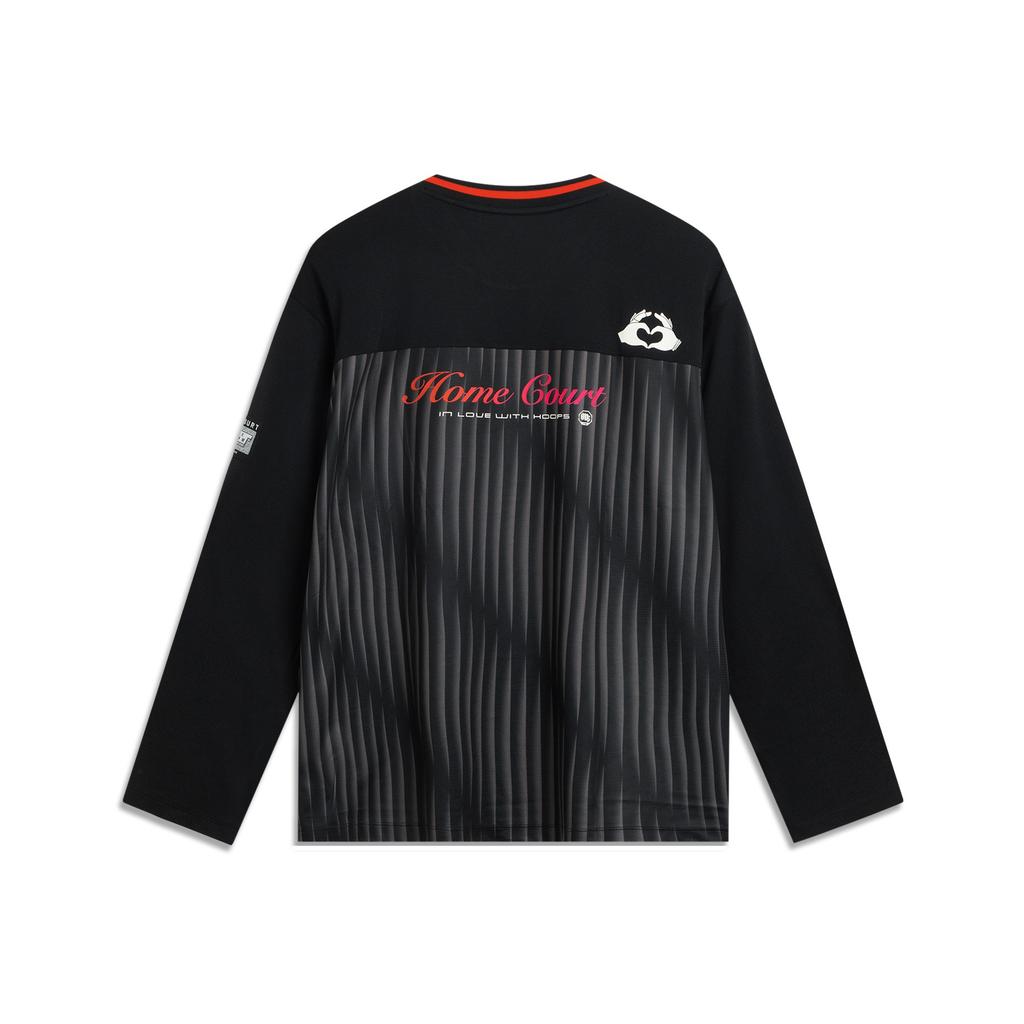 Li-Ning Anti-Five Series Striped Letter Loose Quick-Dry V-Neck Long Sleeve T-Shirt Men Tops AAEV051-2