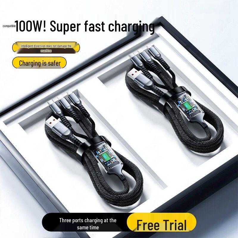 

Ultra-Strong Transparent Zinc Alloy 3-in-1 Braided Fast Charging Data Cable for Android B12 прозрачный