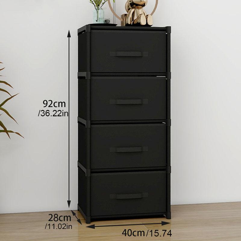 1PC Room Vanity with 4 Drawers, Fabric Vanity, Bedroom, Closet, Vertical Storage Unit for Office, Black
