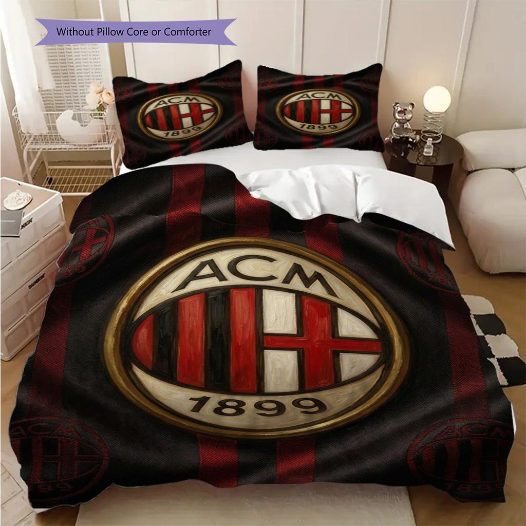 AC Milan Legacy: Passion Field Three-piece set (1 * duvet cover + 2 * pillowcase, without core) Bedding set Duvet cover and pillowcase