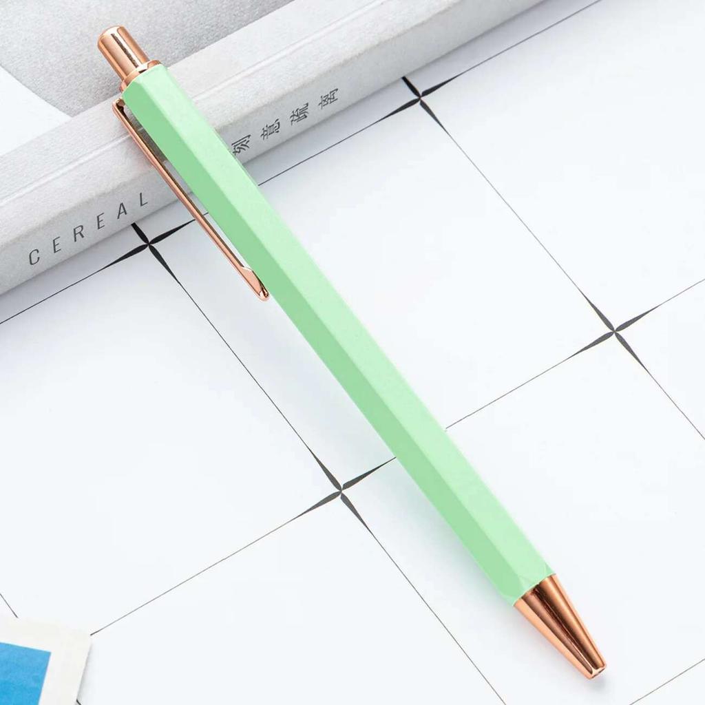 1 Piece Creative Ballpoint Hexagon Metal press Pen Stationery School Office Supplies