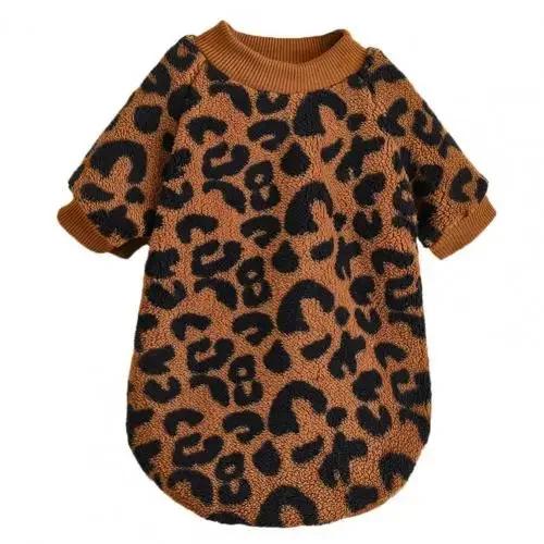 Puppy Pullover Dogs Pet Sweater Winter Leopard Print French Bulldog Winter Warm Sweater Pet Apparel Clothing