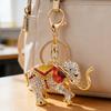 Rhinestone Elephant Keychain Alloy Good Luck Keychain with Keyring Sparkling Elephant Keychain Bag Charm Gift for Men Women