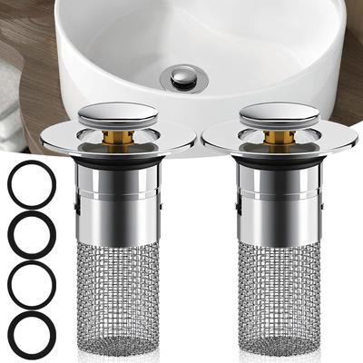 2PCS Floor Drain Filter 3cm 2.2cm Washbasin Leak Plug Stainless Steel Odor Proof Bouncing Core Drains Hair Catcher Sink Strainer