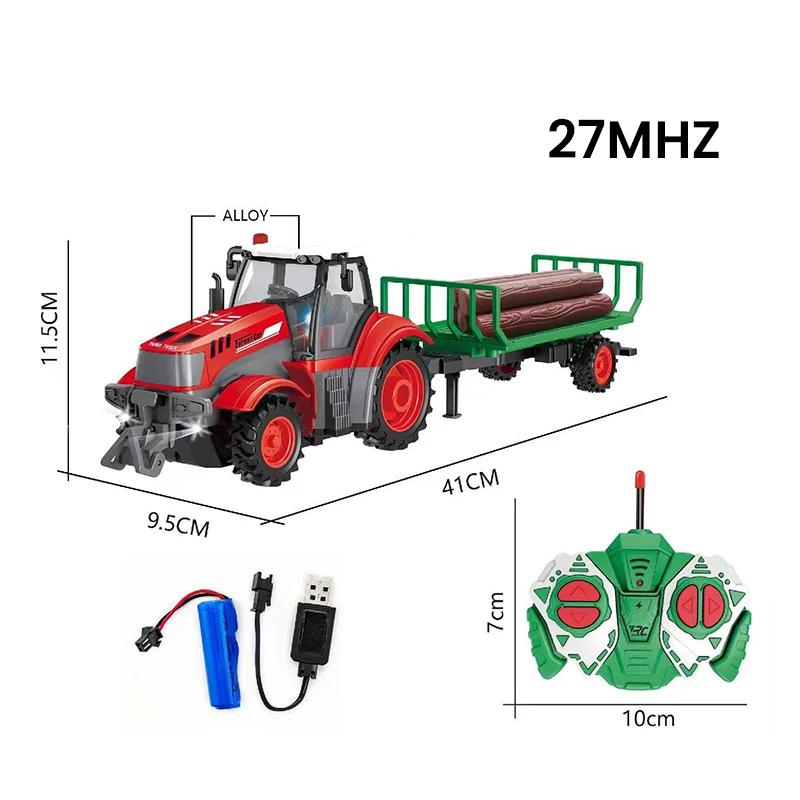 1/24 Remote Controlled Farmer Car Children Toys 4CH RC Trailer Farmer Trucks with Lights Radio Control Transport Vehicle Toy Car
