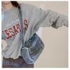 IELGY Washed Denim Bag, Fashionable Retro Small Square Bag, Versatile Shoulder Messenger Bag