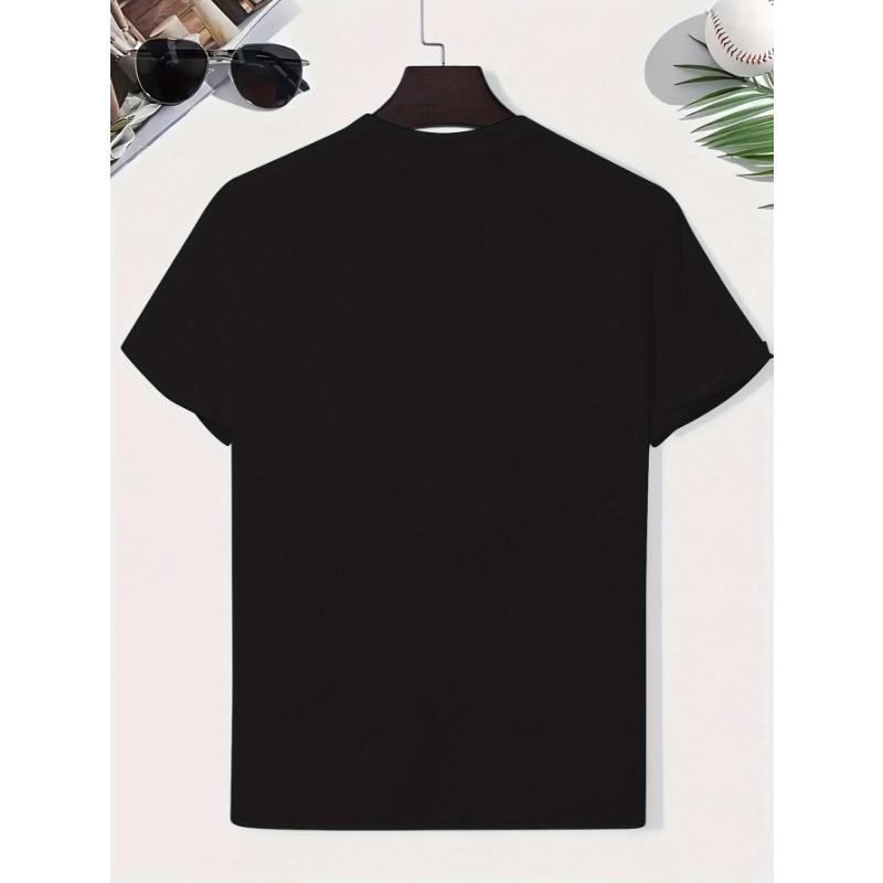 European Size LIFE IS BETTER AT THE GYM Workout Print, Men's Casual Round Neck Short Sleeve T-shirt, Versatile Outdoor Comfy Top For Summer